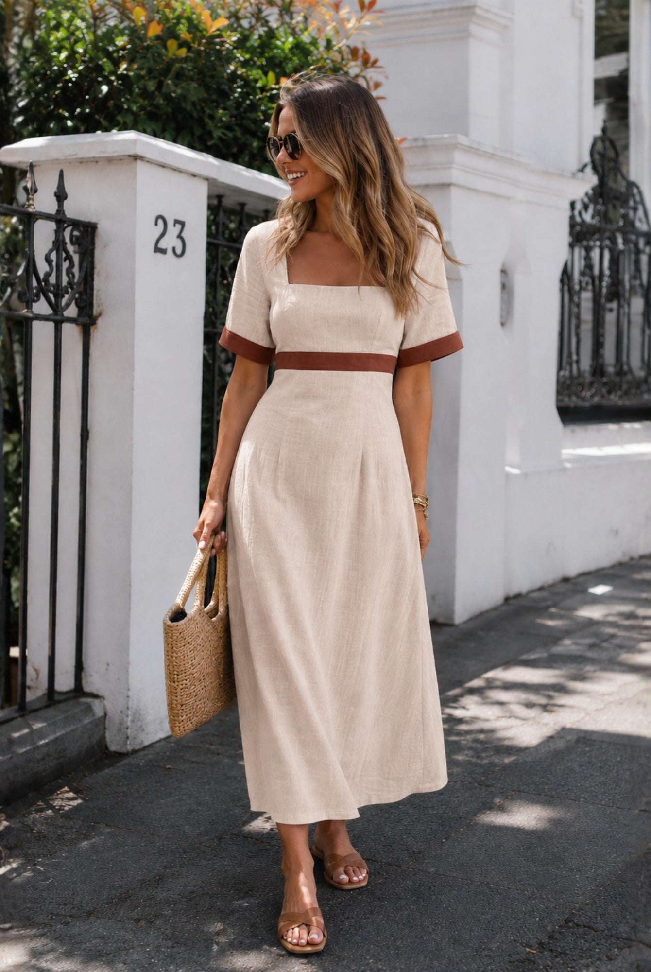Women's cream printed maxi dress, the Adrianne Dress in Cream Print by Esther & Co