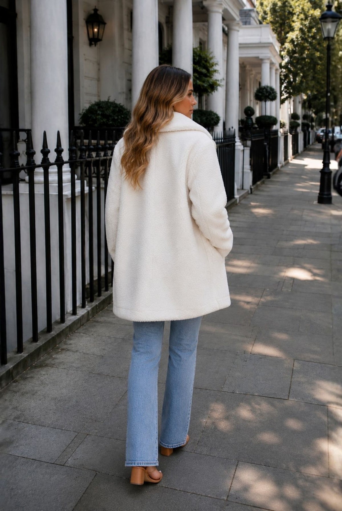 Bernie Jacket in Ivory — women's relaxed fit textured jacket, front view