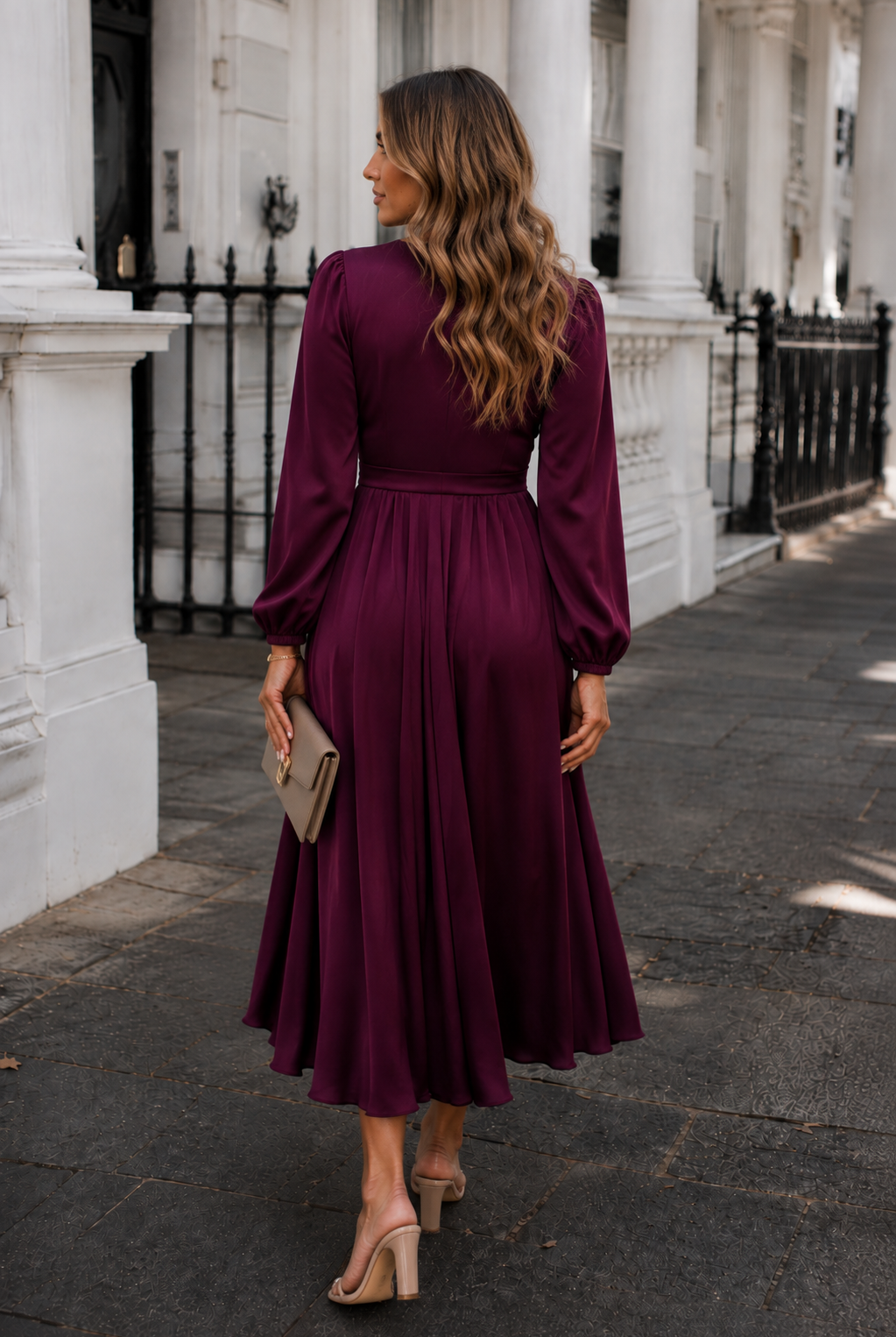 Women's bordeaux satin dress, the Bryleigh Dress in Bordeaux by Esther & Co