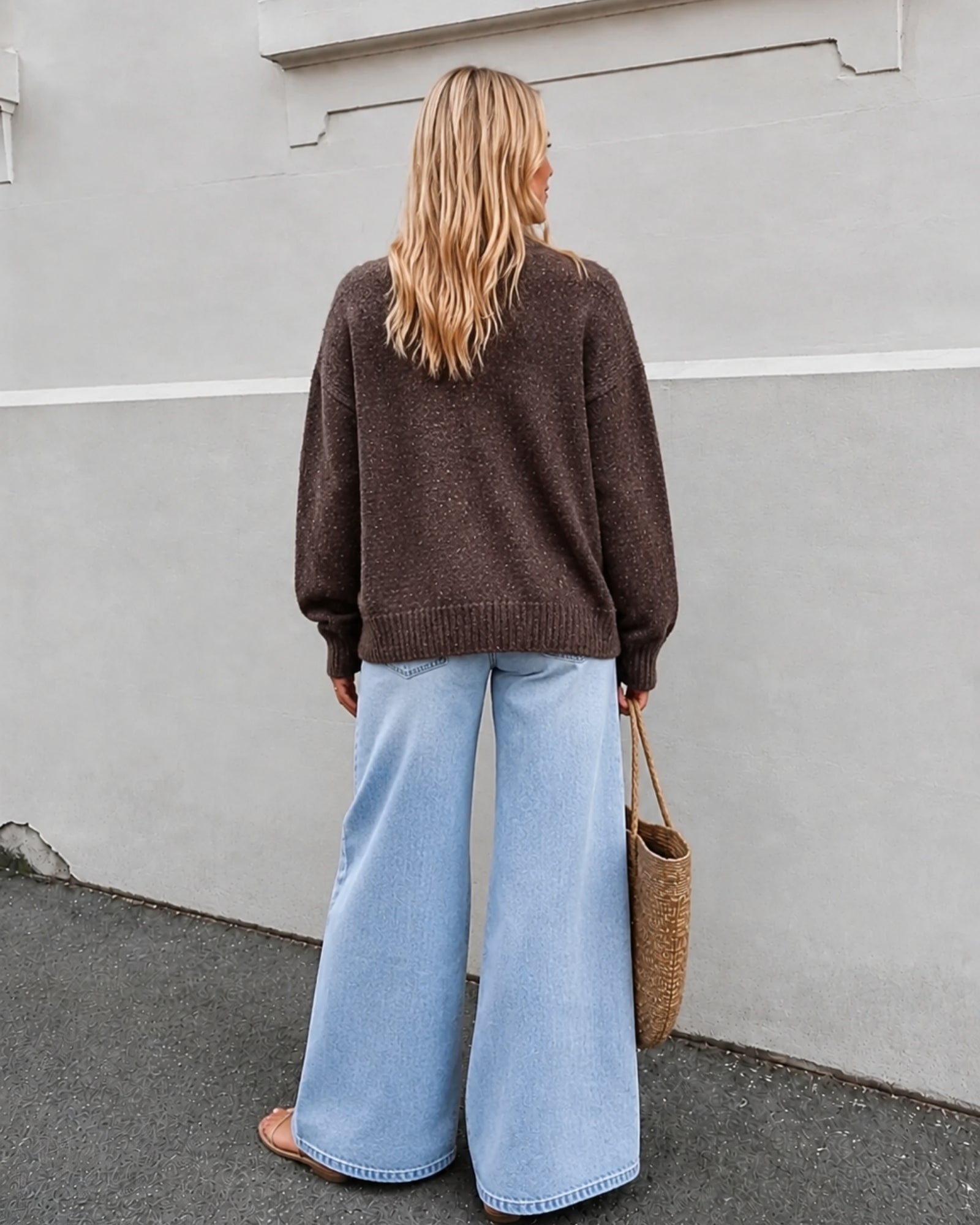 Chesterfield Jumper in Chocolate — women's heavyweight turtleneck jumper, front view