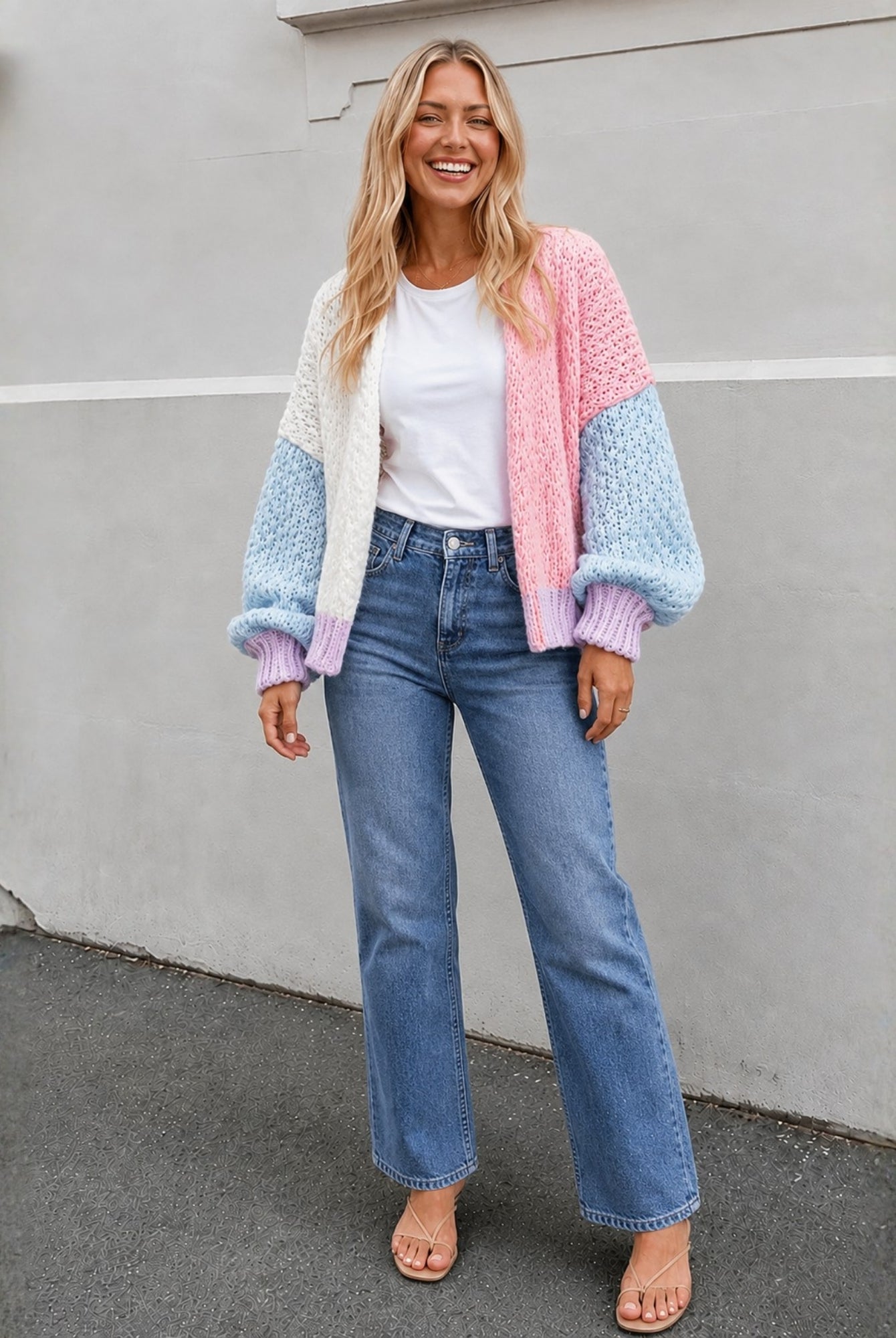 Women's pastel multi open front knit cardigan, the Colline Cardigan in Multi by Esther & Co