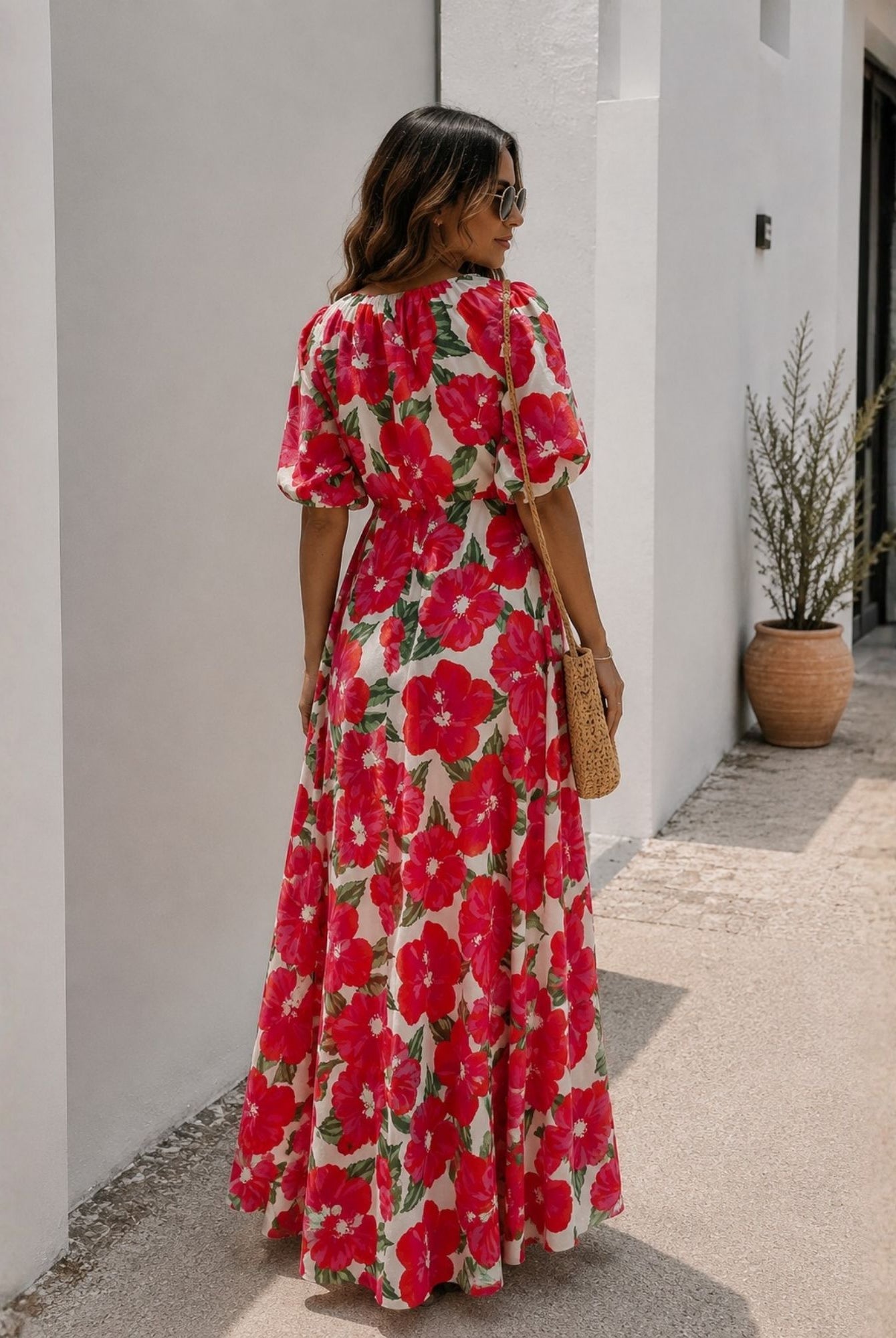 Women's pink floral print dress, the Delarina Dress in Pink Floral by Esther & Co