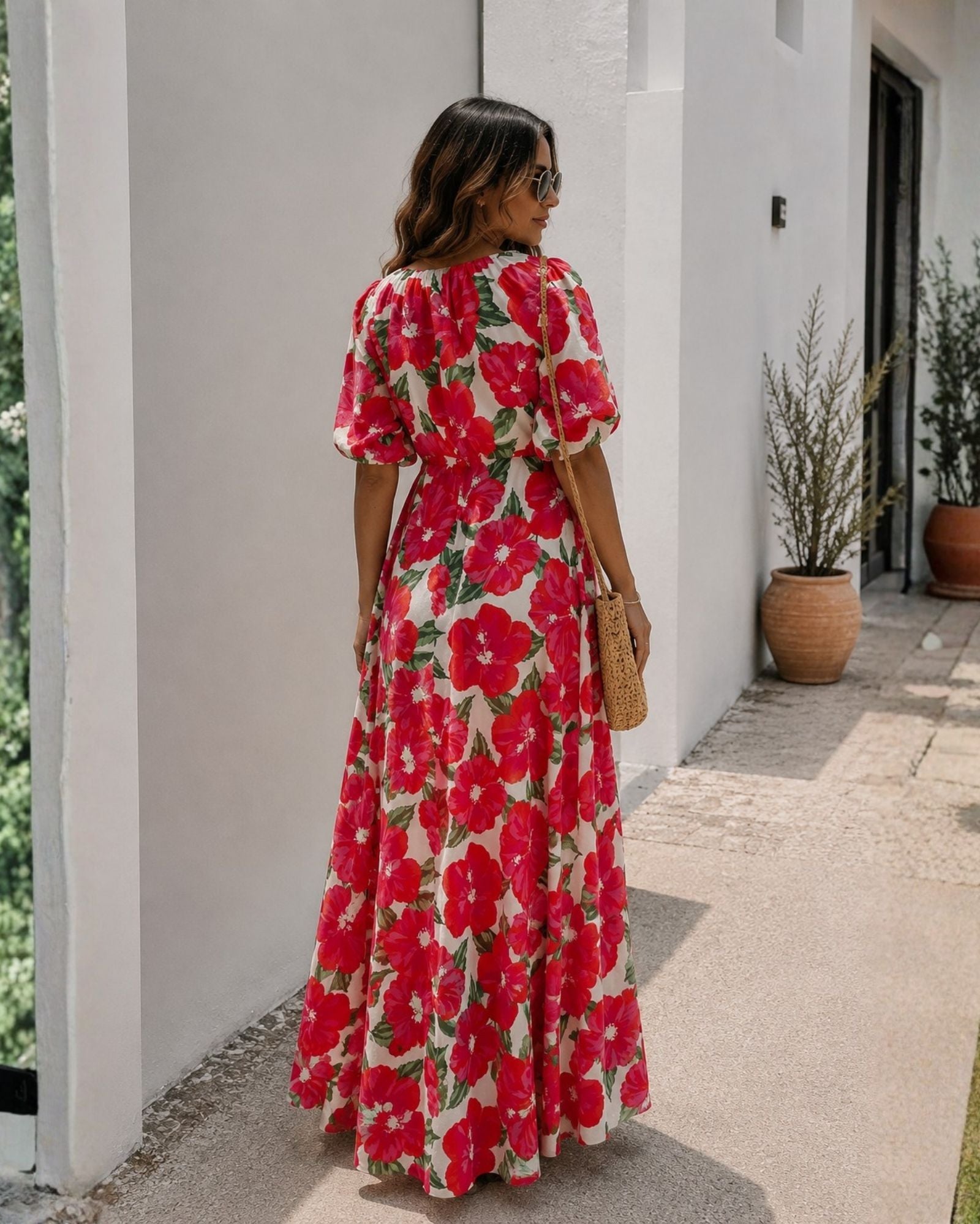 Women's pink floral print dress, the Delarina Dress in Pink Floral by Esther & Co