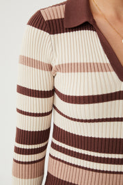 Denese Knit Dress - Chocolate Stripe