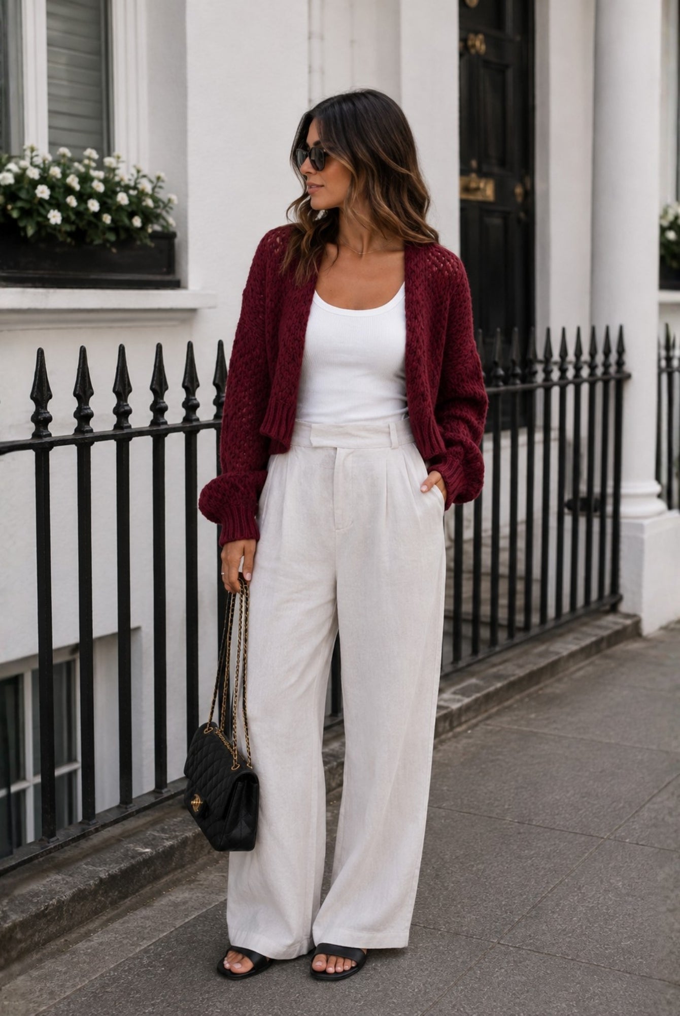 Women's wine relaxed knit cardigan, the Dorine Cardigan in Wine by Esther & Co