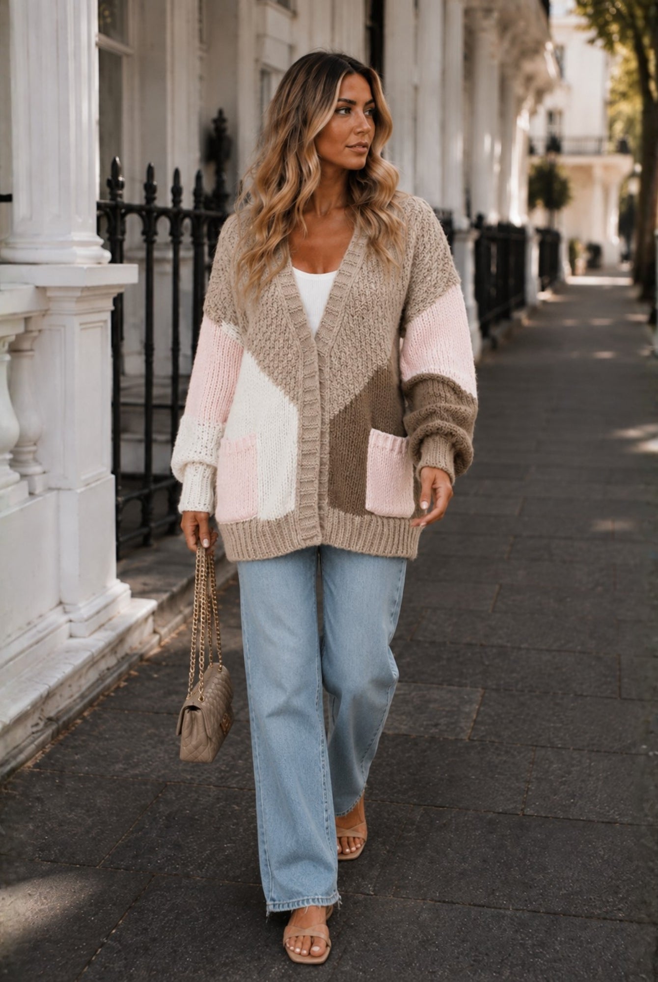 Women's latte open front knit cardigan, the Felisha Knit in Latte by Esther & Co