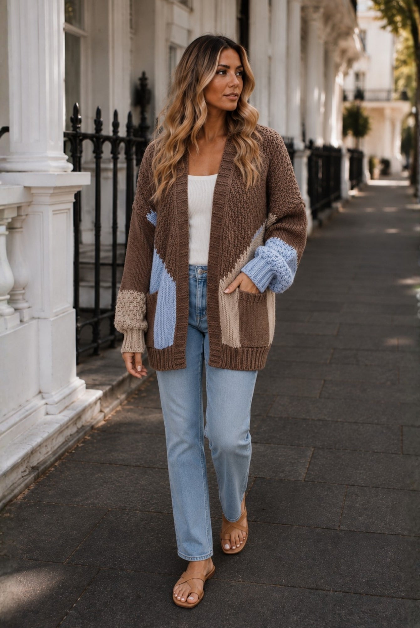 Women's mocha open front knit cardigan, the Felisha Knit in Mocha by Esther & Co