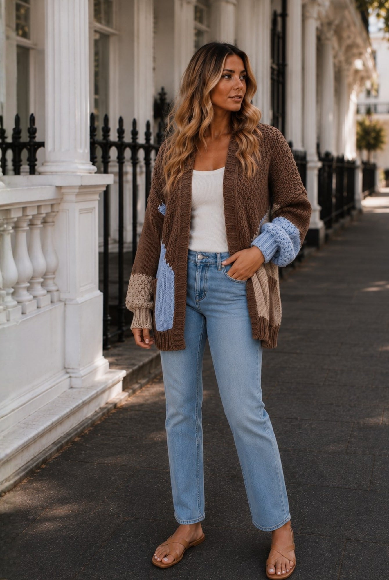 Women's mocha open front knit cardigan, the Felisha Knit in Mocha by Esther & Co