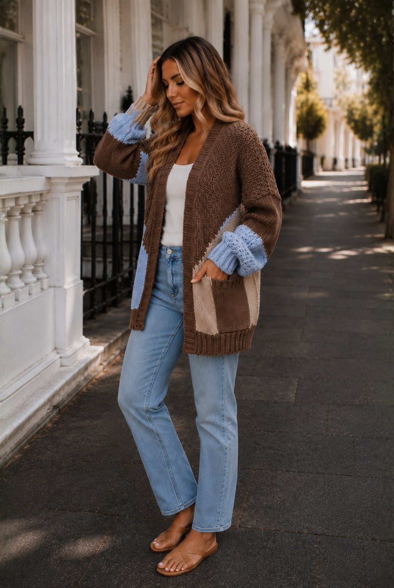 Women's mocha open front knit cardigan, the Felisha Knit in Mocha by Esther & Co