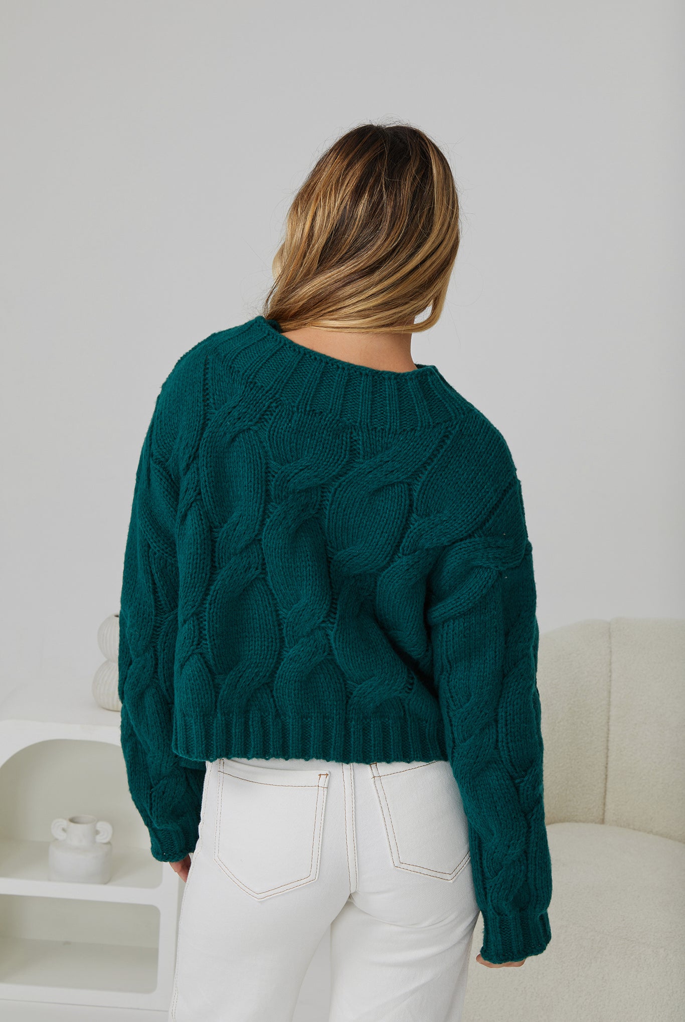 Hadi dark green relaxed knit jumper, full length