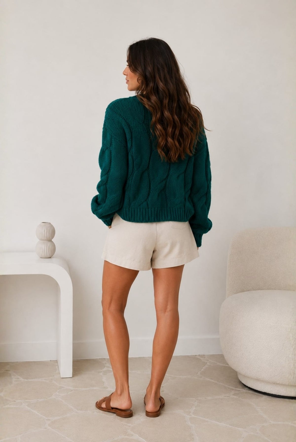 Women's dark green relaxed fit knit jumper, the Hadi Knit in Dark Green by Esther & Co