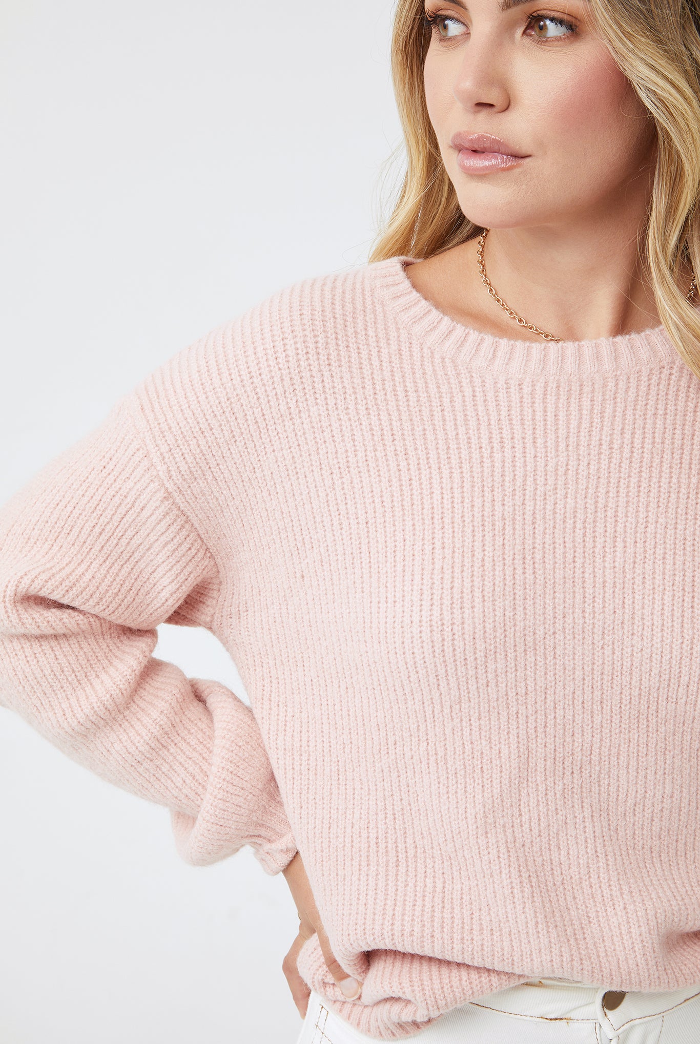 Harvie Knit in Pink pink wool blend jumper back view