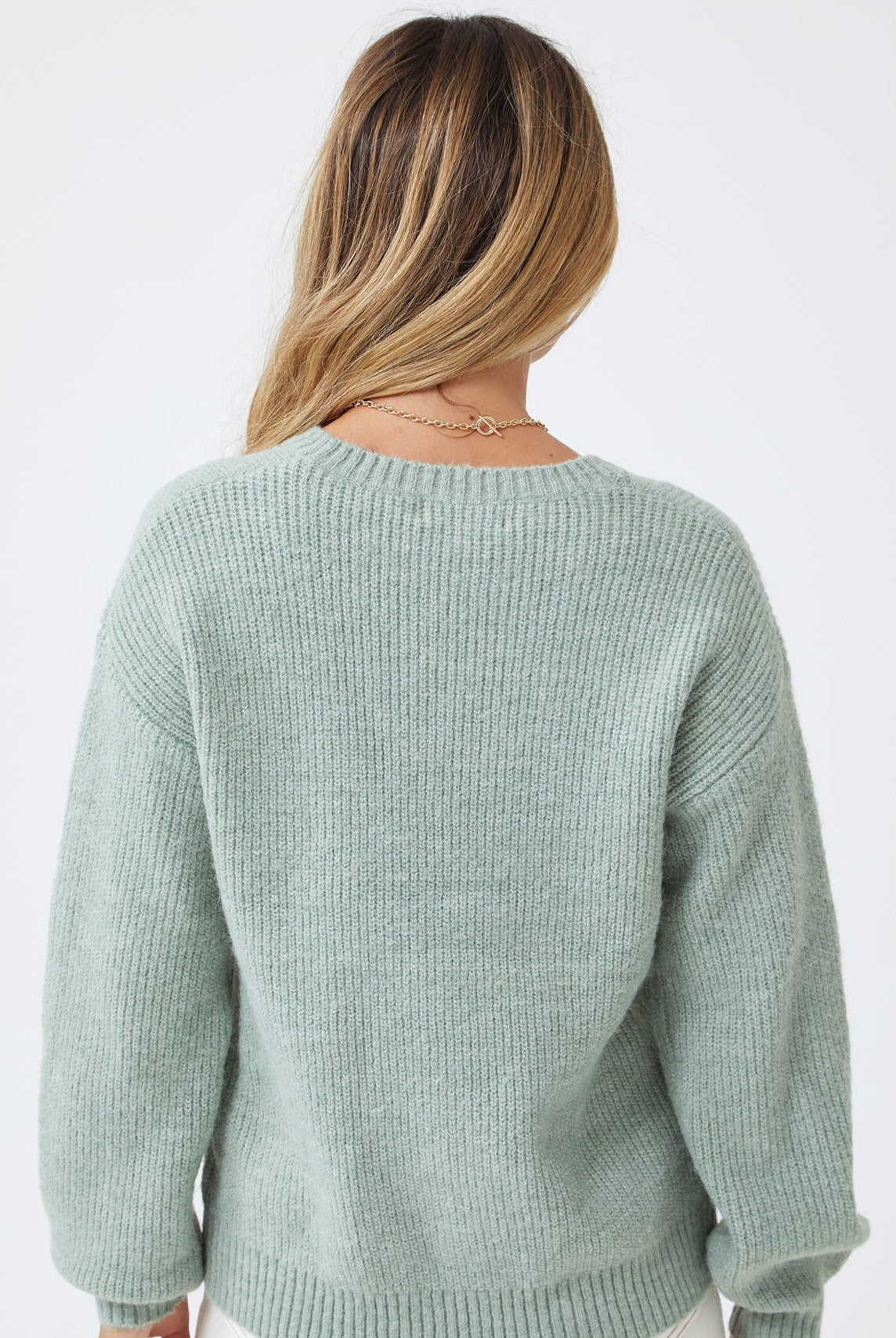 Harvie Knit in Sage sage wool blend womens knit full length view