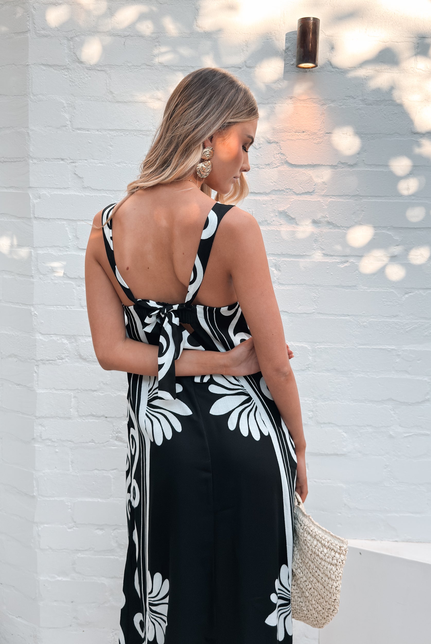 Holden Dress in Black Floral womens black floral maxi styled outfit