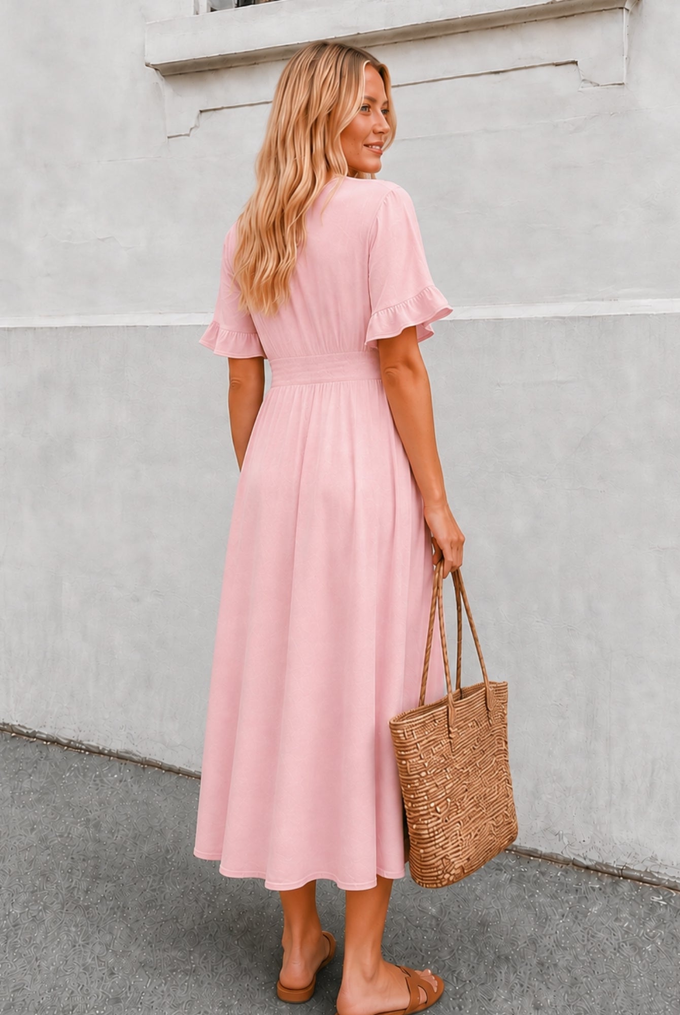 Women's powder pink dress, the Korbela Dress in Powder Pink by Esther & Co