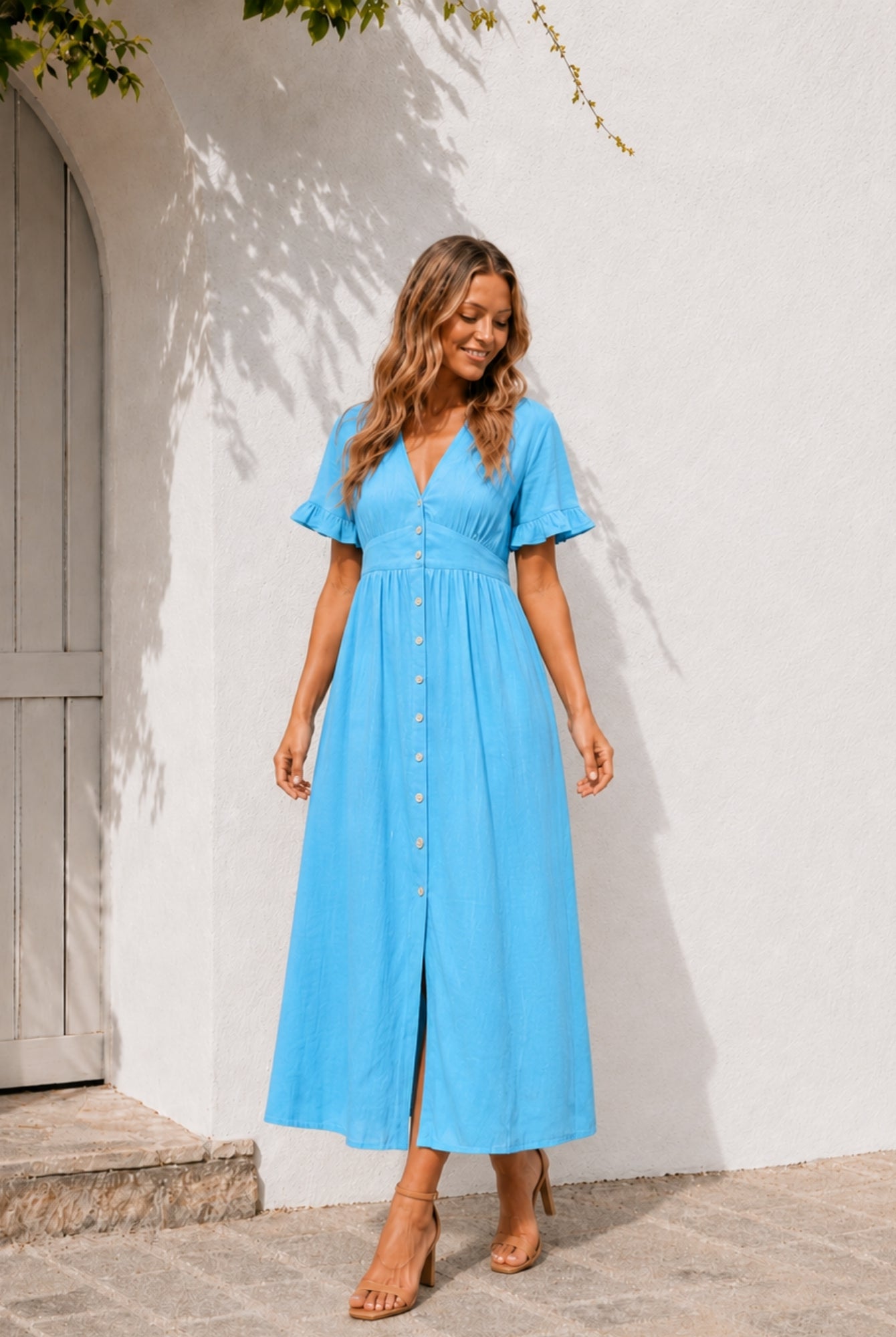 Women's sky blue dress, the Korbela Dress in Sky Blue by Esther & Co