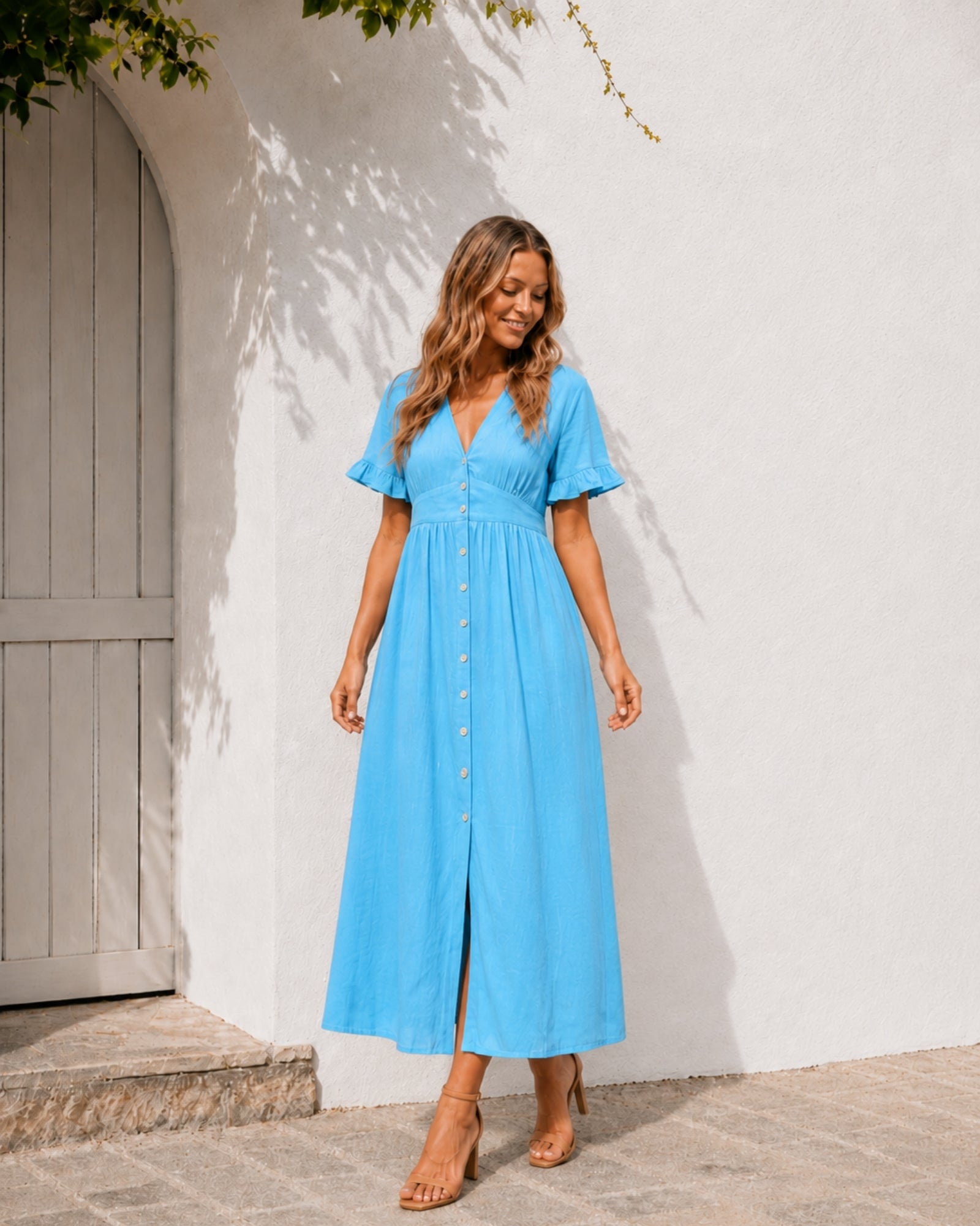 Women's sky blue dress, the Korbela Dress in Sky Blue by Esther & Co