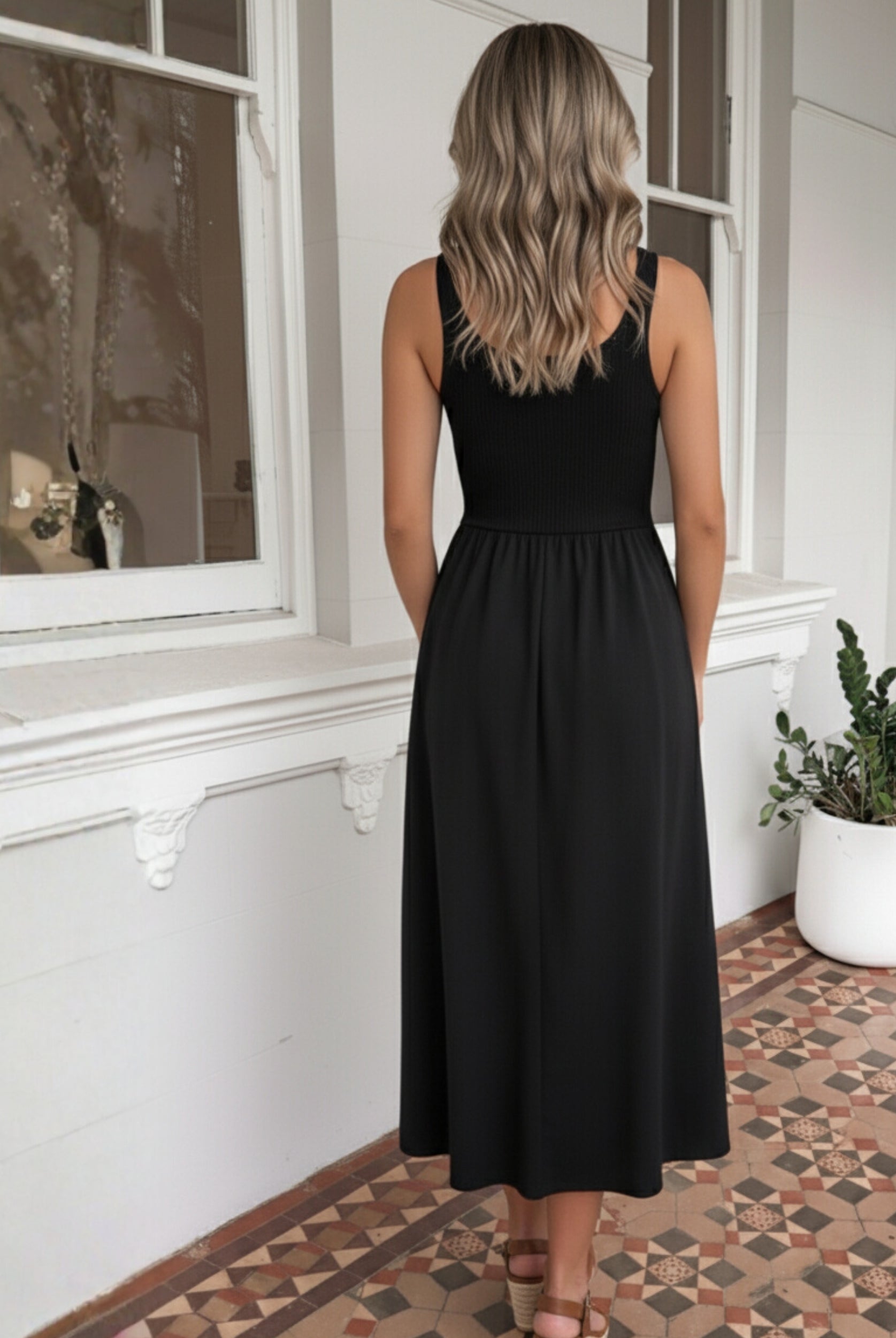 Kyline black dress, front view