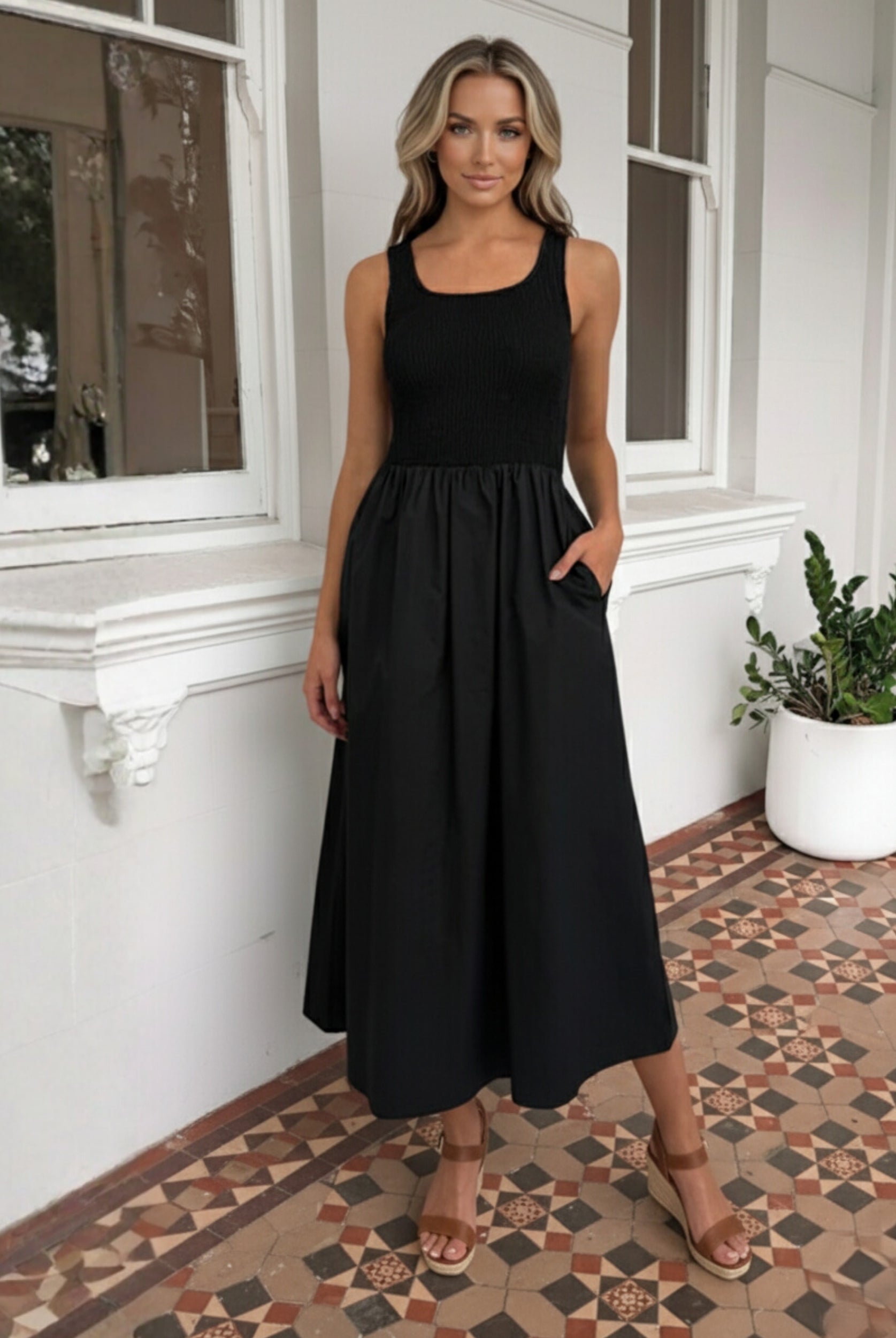Kyline black dress, styled view