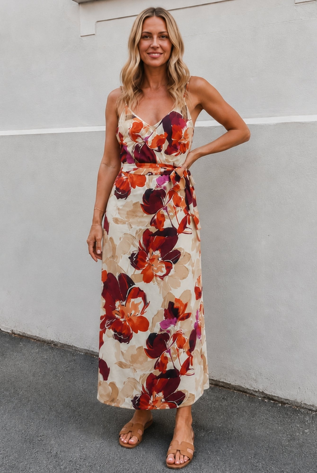 Women's fawn floral dress, the Laguna Dress in Fawn Floral by Esther & Co