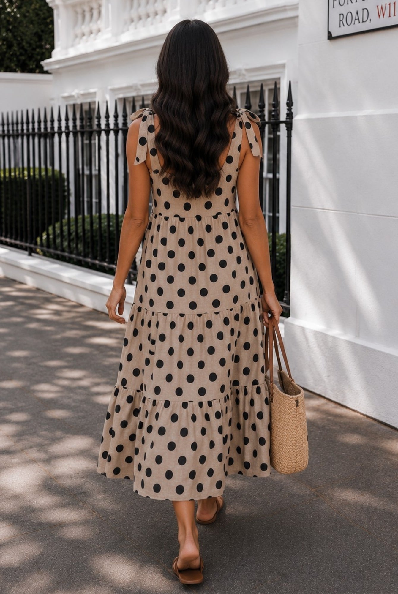Women's khaki spot linen blend midi dress, the Lyda Dress in Khaki Spot by Esther & Co