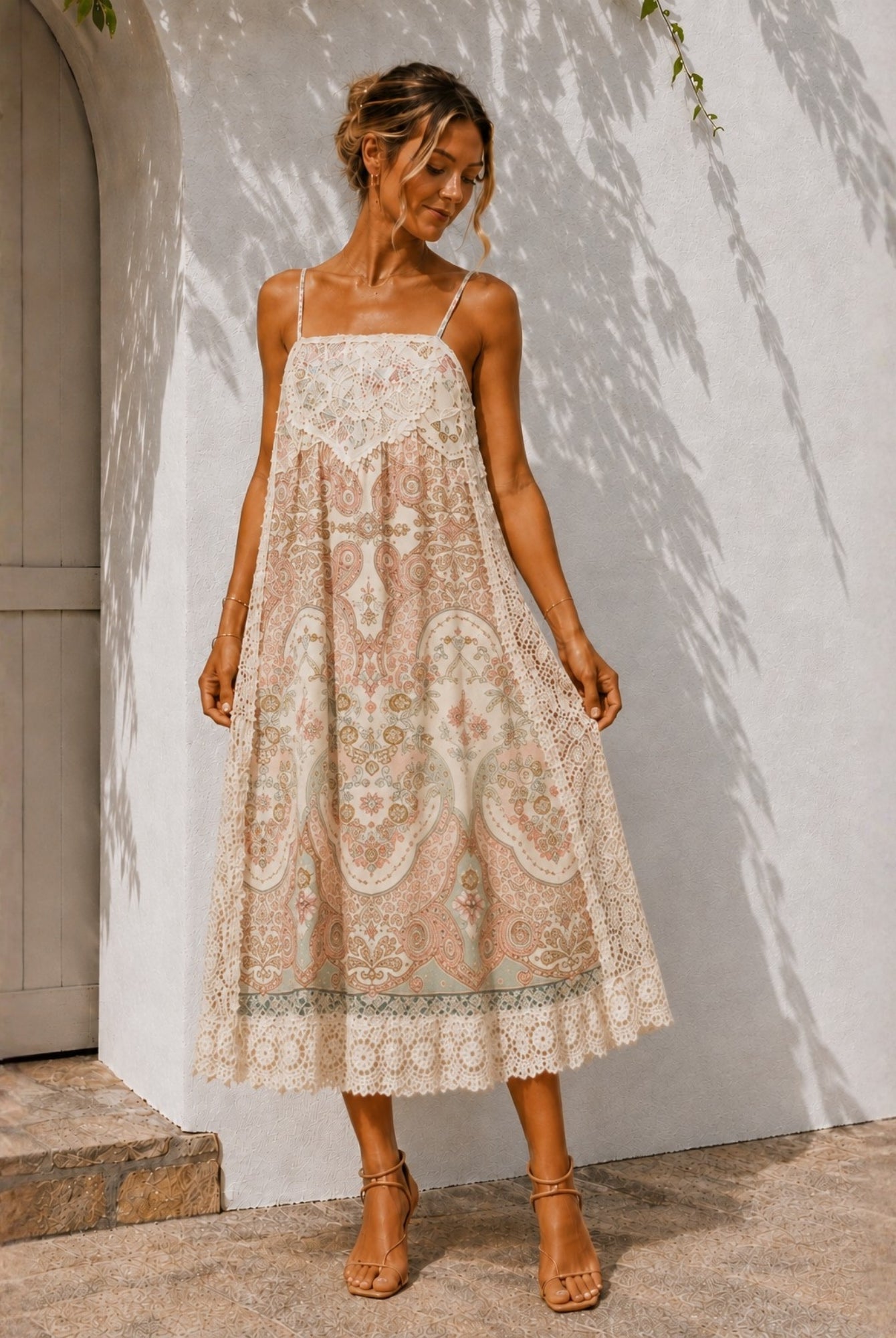Women's paisley print midi dress, the Maravelle Dress in Boho Reverie by Esther & Co