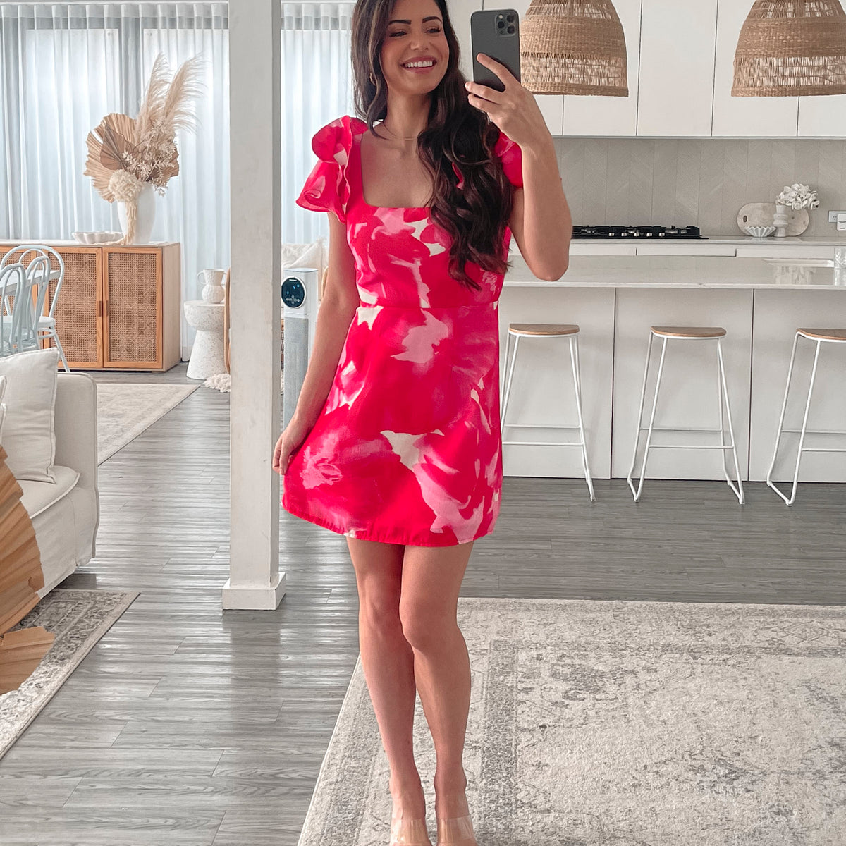 Esther & Co. Miliana Dress Red Print ESTHER & CO.