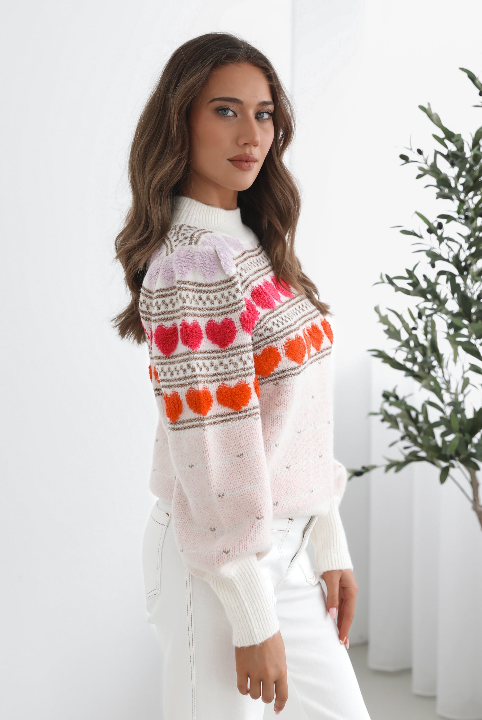 Naila multi print knit jumper, side view