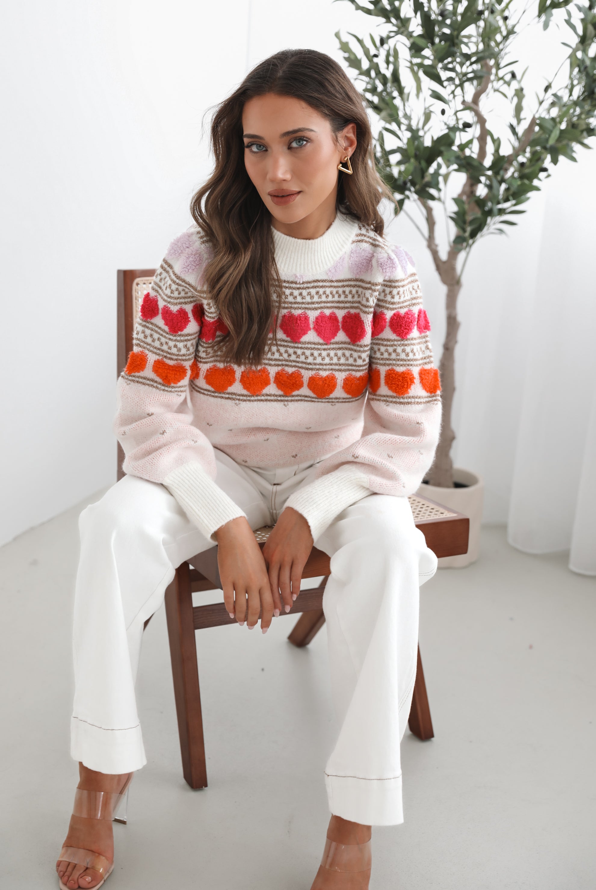 Naila multi print knit jumper, full length