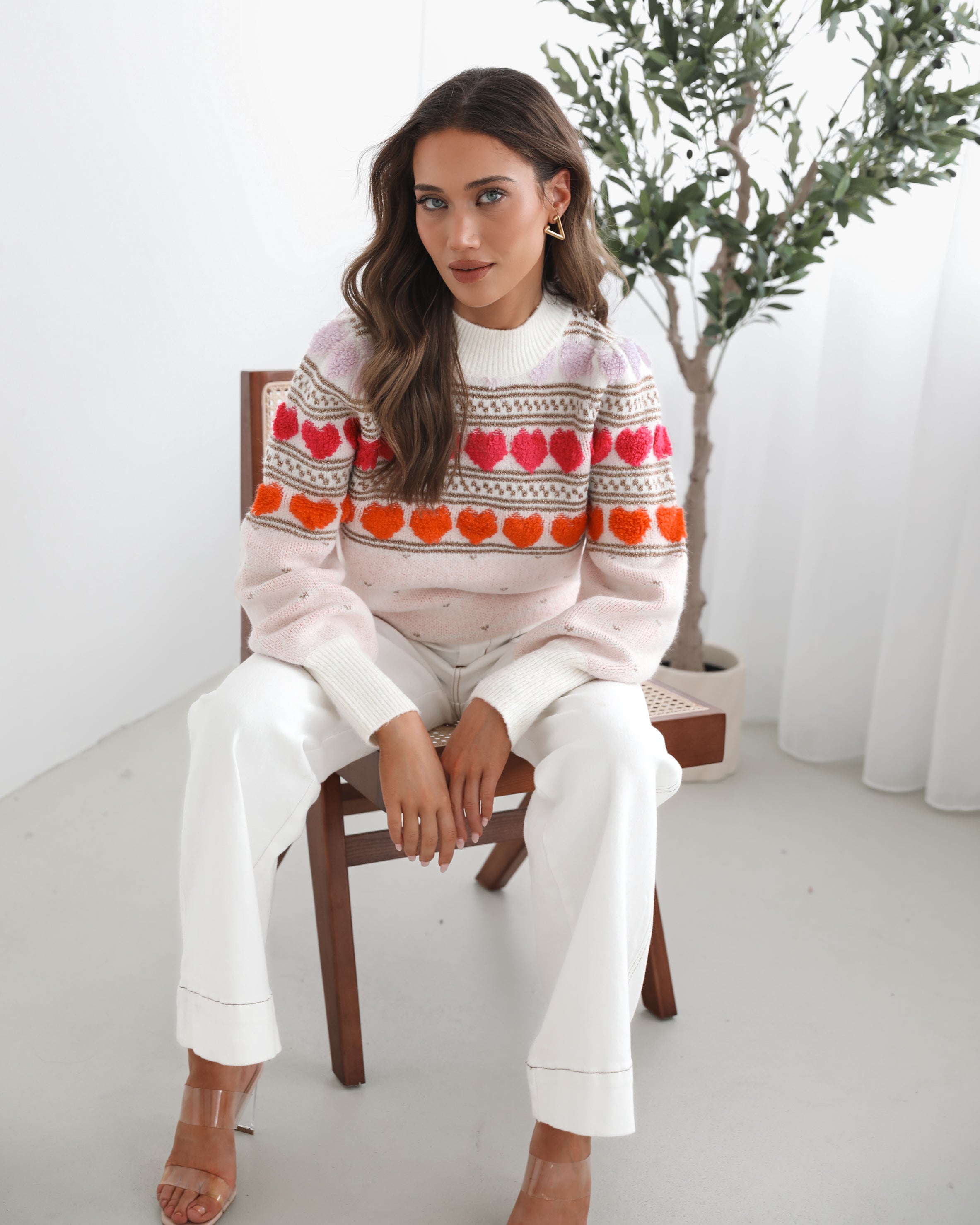 Naila multi print knit jumper, full length