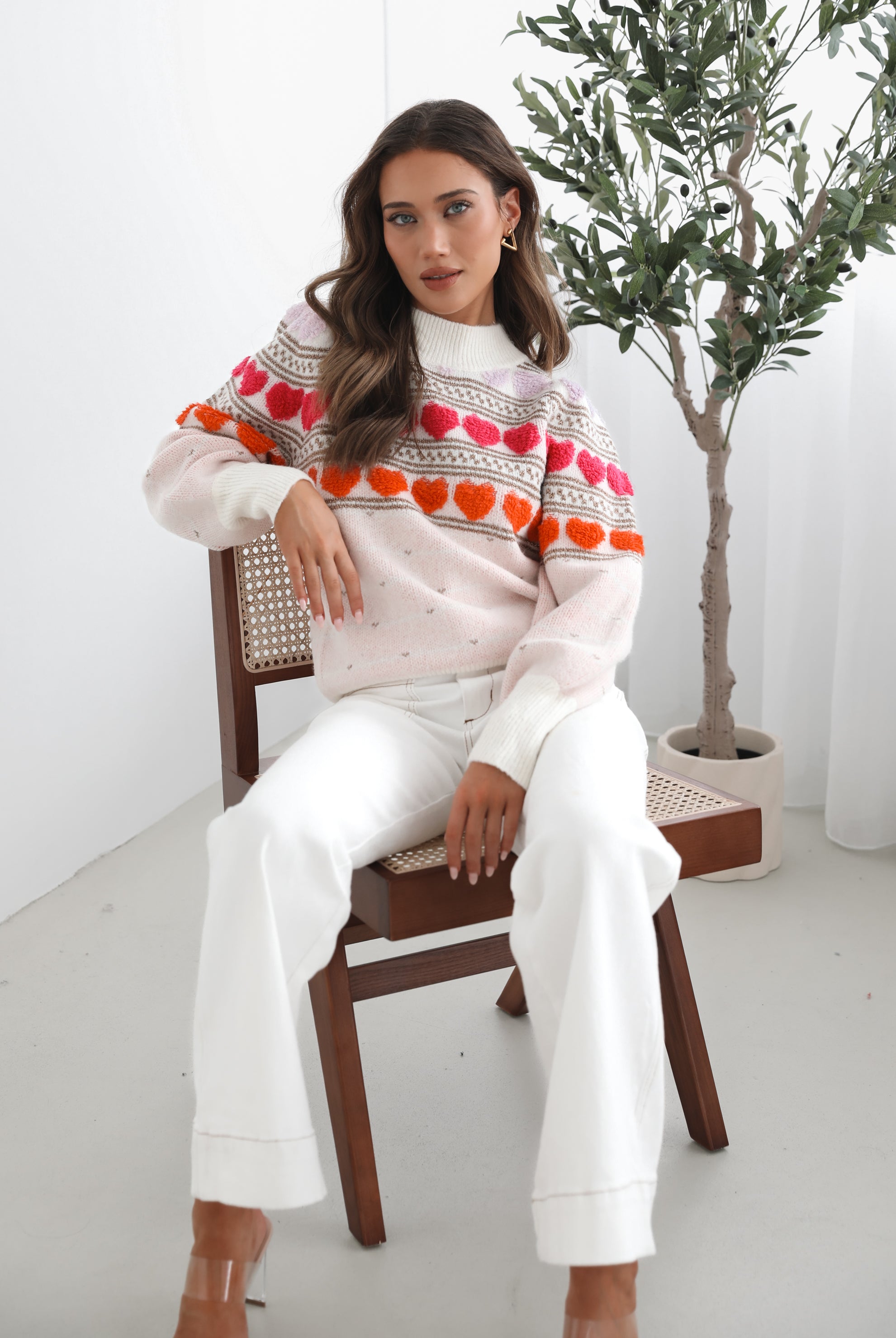 Naila multi print knit jumper, detail view