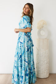 Oline Dress - Blue Marble Print