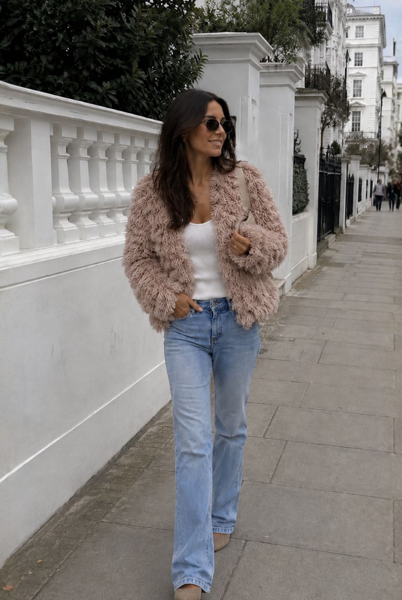 Women's mocha fluffy teddy coat, the Ophelle Jacket in Mocha by Esther & Co