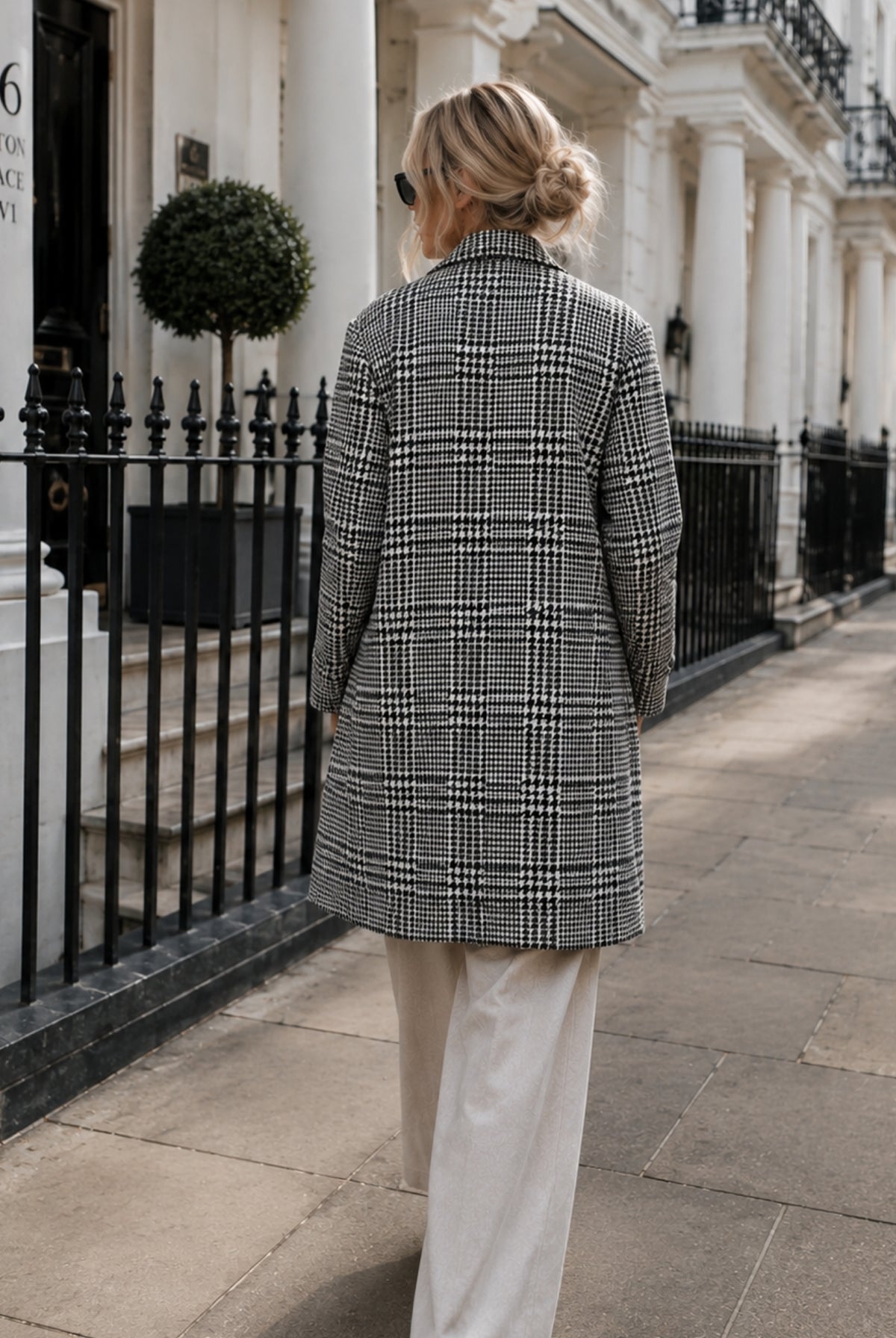 Women's printed coat side view by Esther & Co