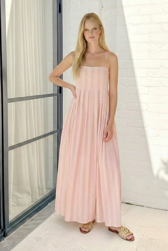 Women's pink stripe maxi dress, the Rhiannon Pink Stripe Dress by Esther & Co