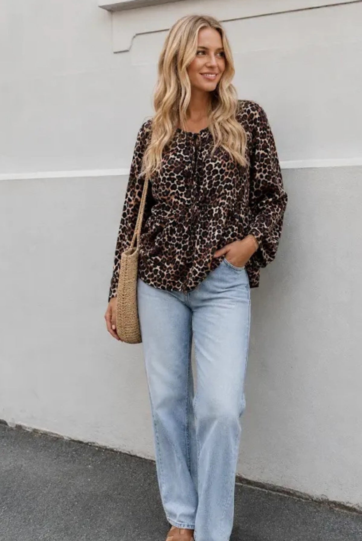 Women's brown print relaxed blouse, the Saveria Top in Brown Print by Esther & Co