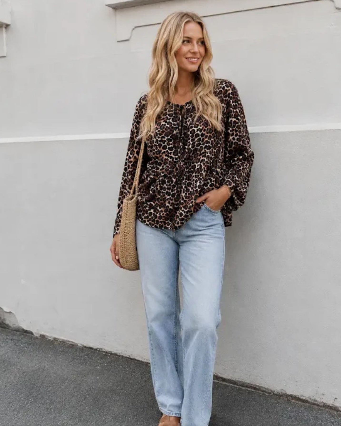 Women's brown print relaxed blouse, the Saveria Top in Brown Print by Esther & Co