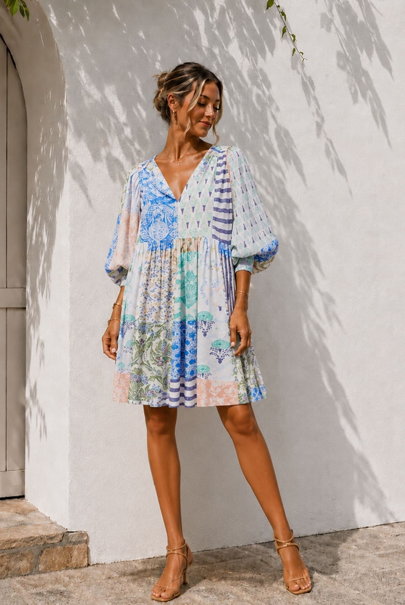 Women's multi print midi dress, the Shailo Dress in Multi Print by Esther & Co