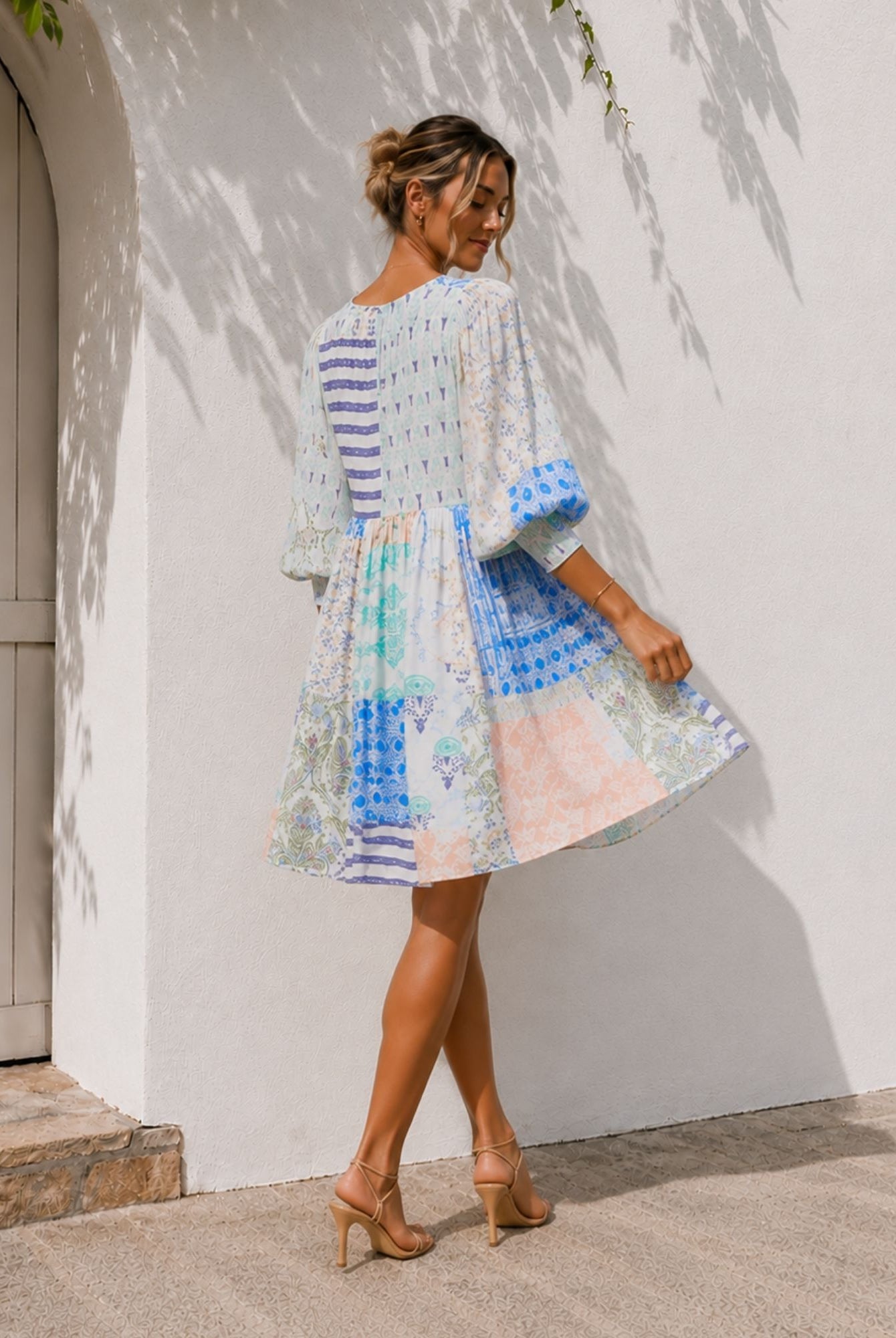 Women's printed midi dress front view by Esther & Co