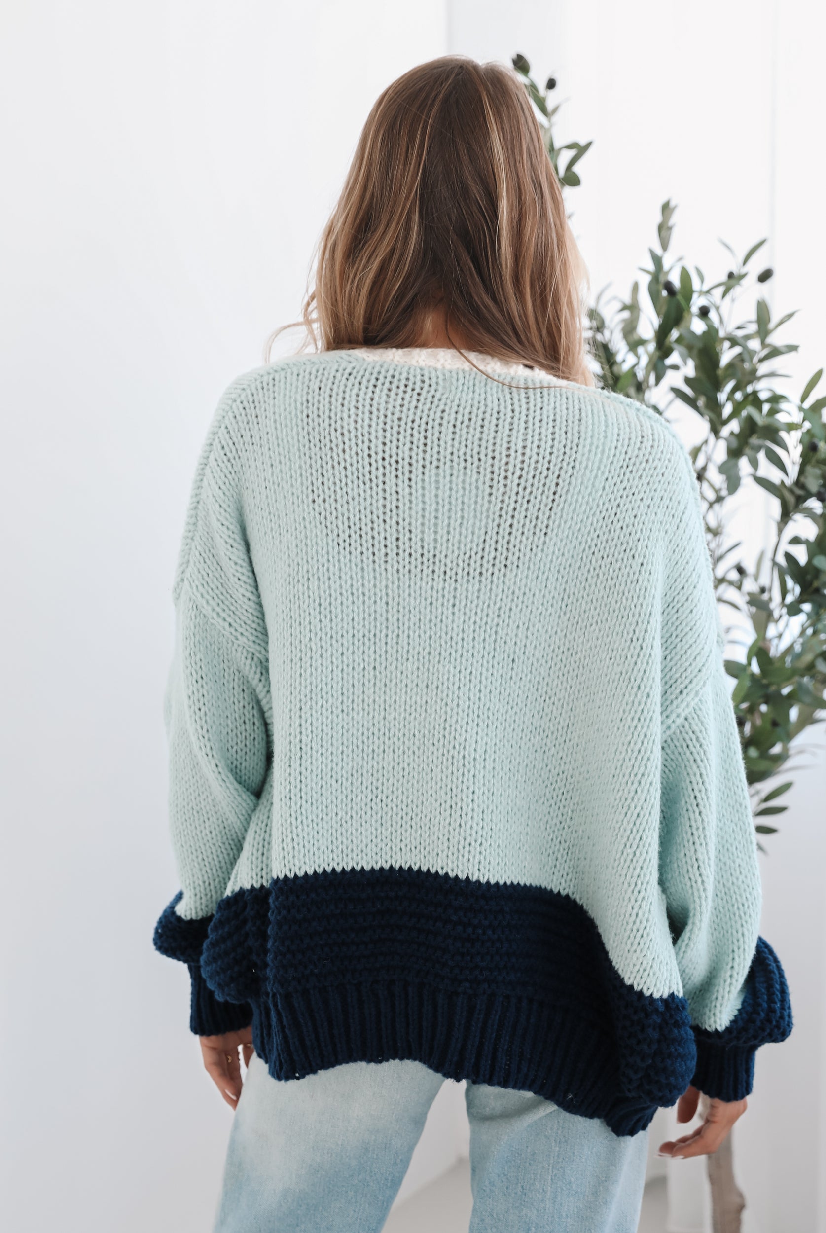 Sheona sage multi open-front cardigan, side view
