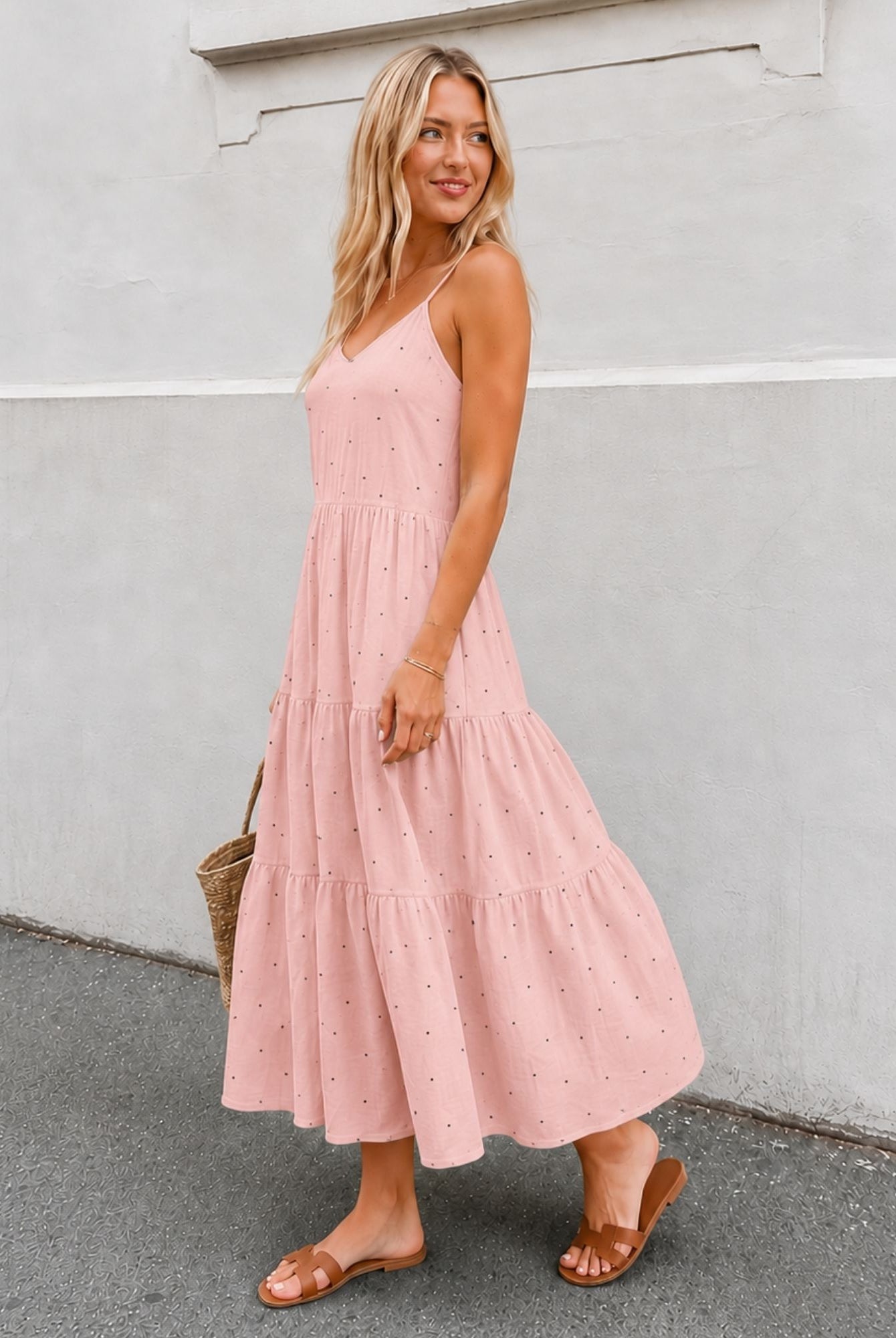 Women's pink spot dress, the Sona Dress in Pink Spot by Esther & Co
