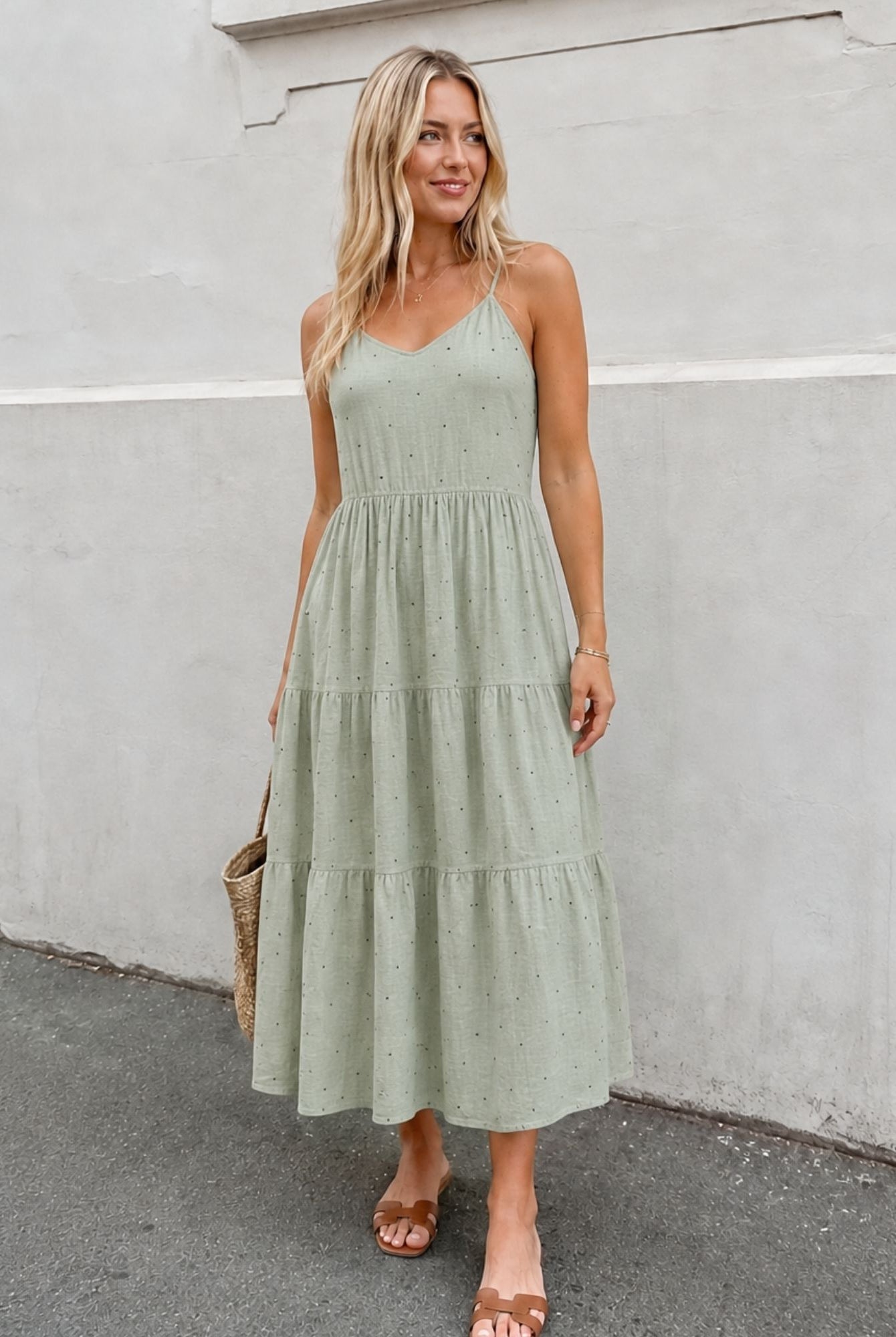 Women's sage spot dress, the Sona Dress in Sage Spot by Esther & Co