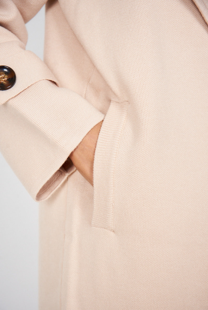 Fireplace Coat in Cream womens cream knit trench coat back view
