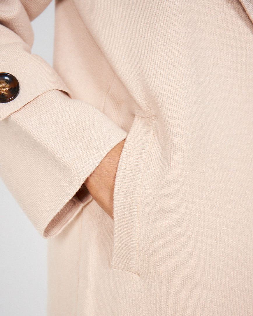 Fireplace Coat in Cream womens cream knit trench coat back view