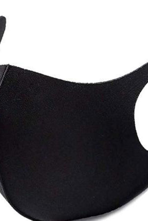 Women's black reusable washable face mask, packaged view by Esther & Co