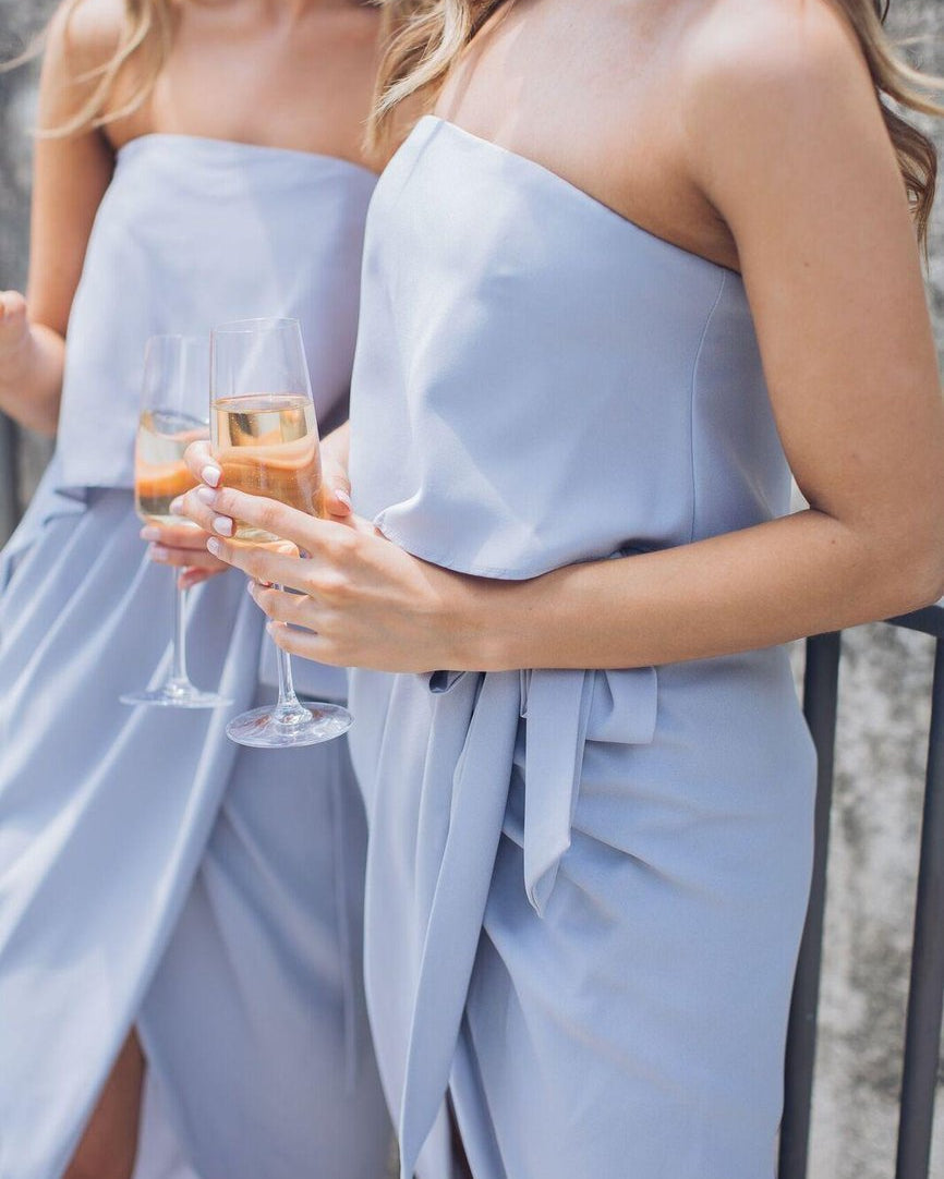 Fleur Strapless Dress - Silver-Dresses-Esther Luxe-ESTHER & CO.