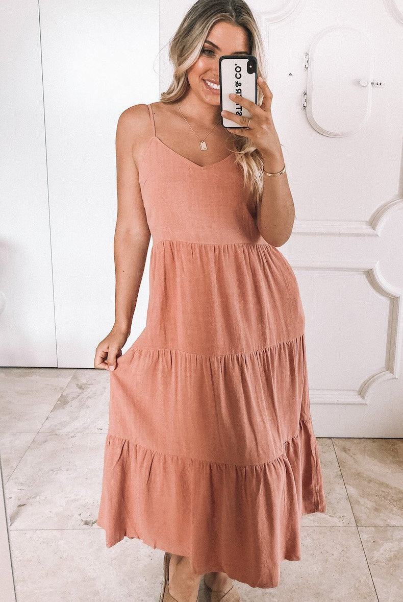 Sonya Dress - Rust-Dresses-Womens Clothing-ESTHER & CO.
