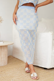 Xiara Crochet Skirt - Blue Check