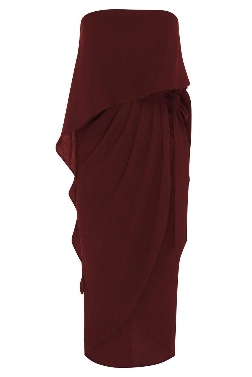 Fleur Strapless Dress - Burgundy-Dresses-Esther Luxe-ESTHER & CO.