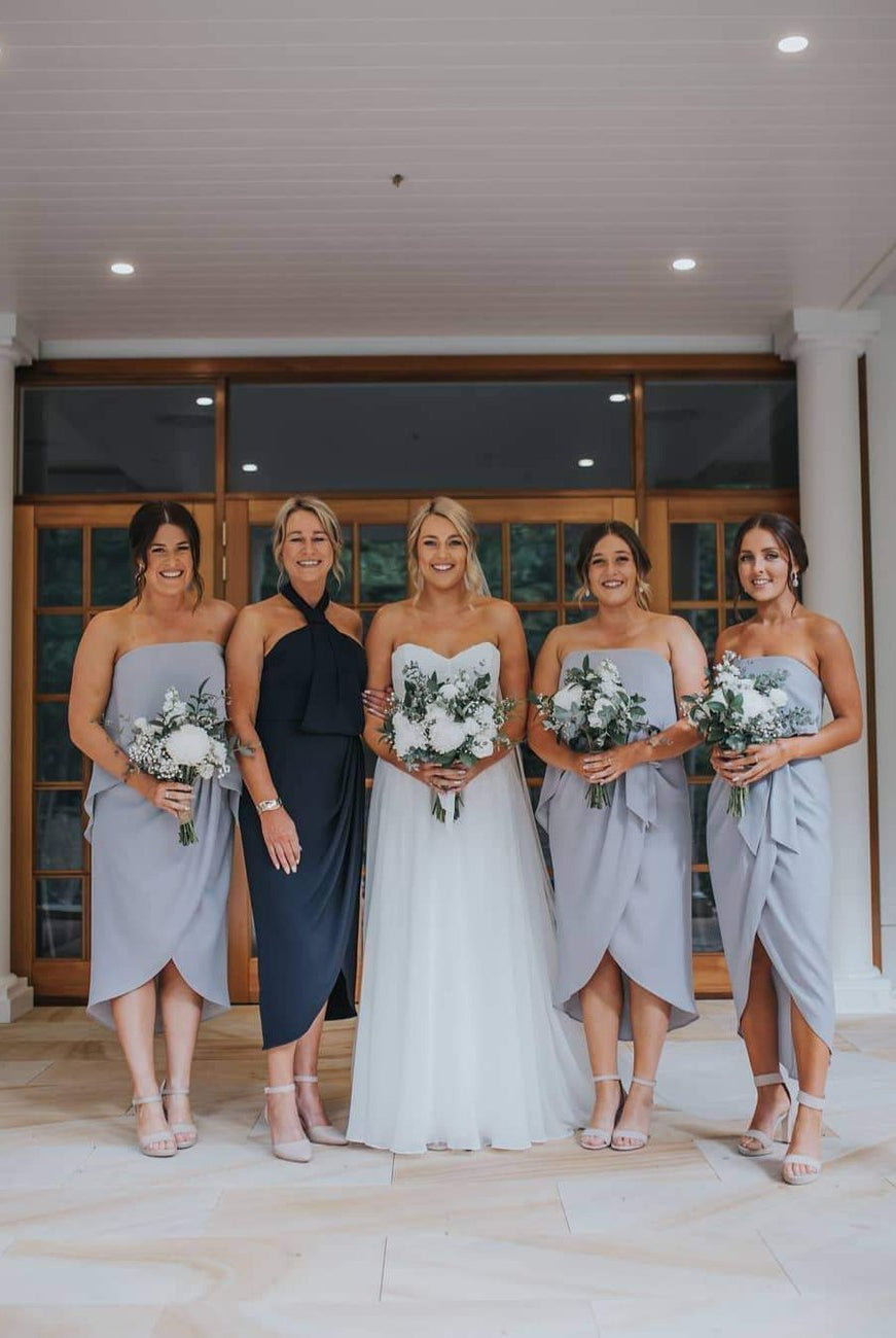Fleur Strapless Dress - Silver-Dresses-Esther Luxe-ESTHER & CO.